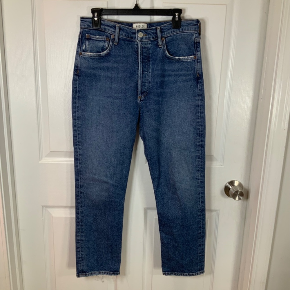 Agolde Crop Riley 5 Button Straight High Rise Jeans Size 29 - Picture 10 of 10